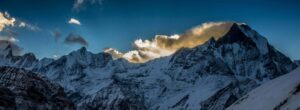 View of a beautiful mountain in annapurna circuit trek