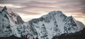 Pic of Trekkers Looking at Lobuche Peak